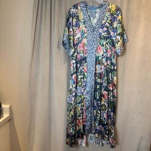 Johnny Was Silk Chelsea Gardens Kimono Dress‎  Boho Floral Tropical Sold Out!